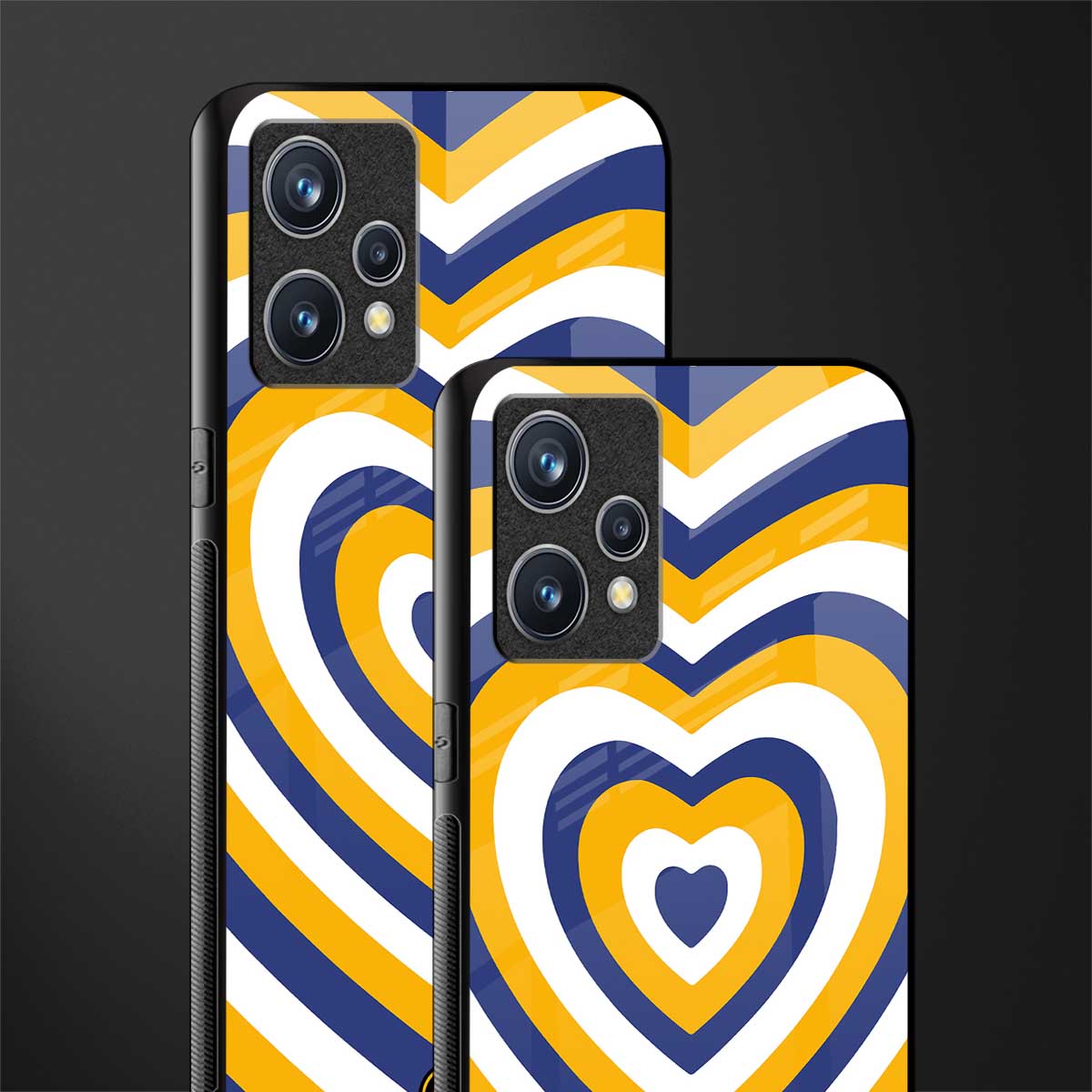 y2k yellow blue hearts aesthetic glass case for realme 9 4g image-2