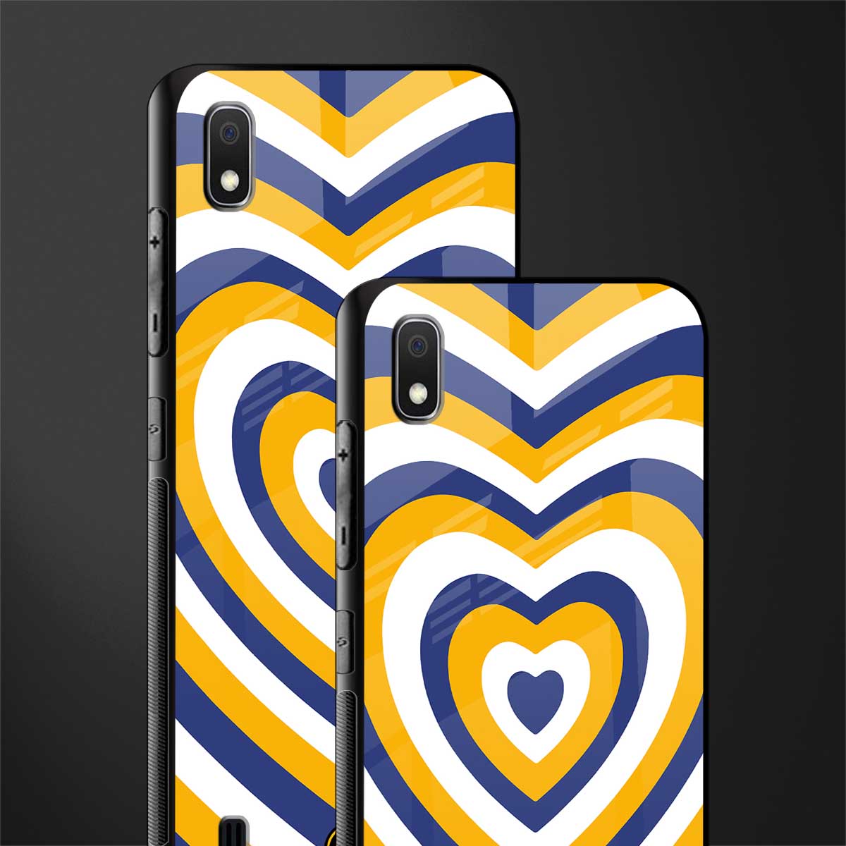 y2k yellow blue hearts aesthetic glass case for samsung galaxy a10 image-2