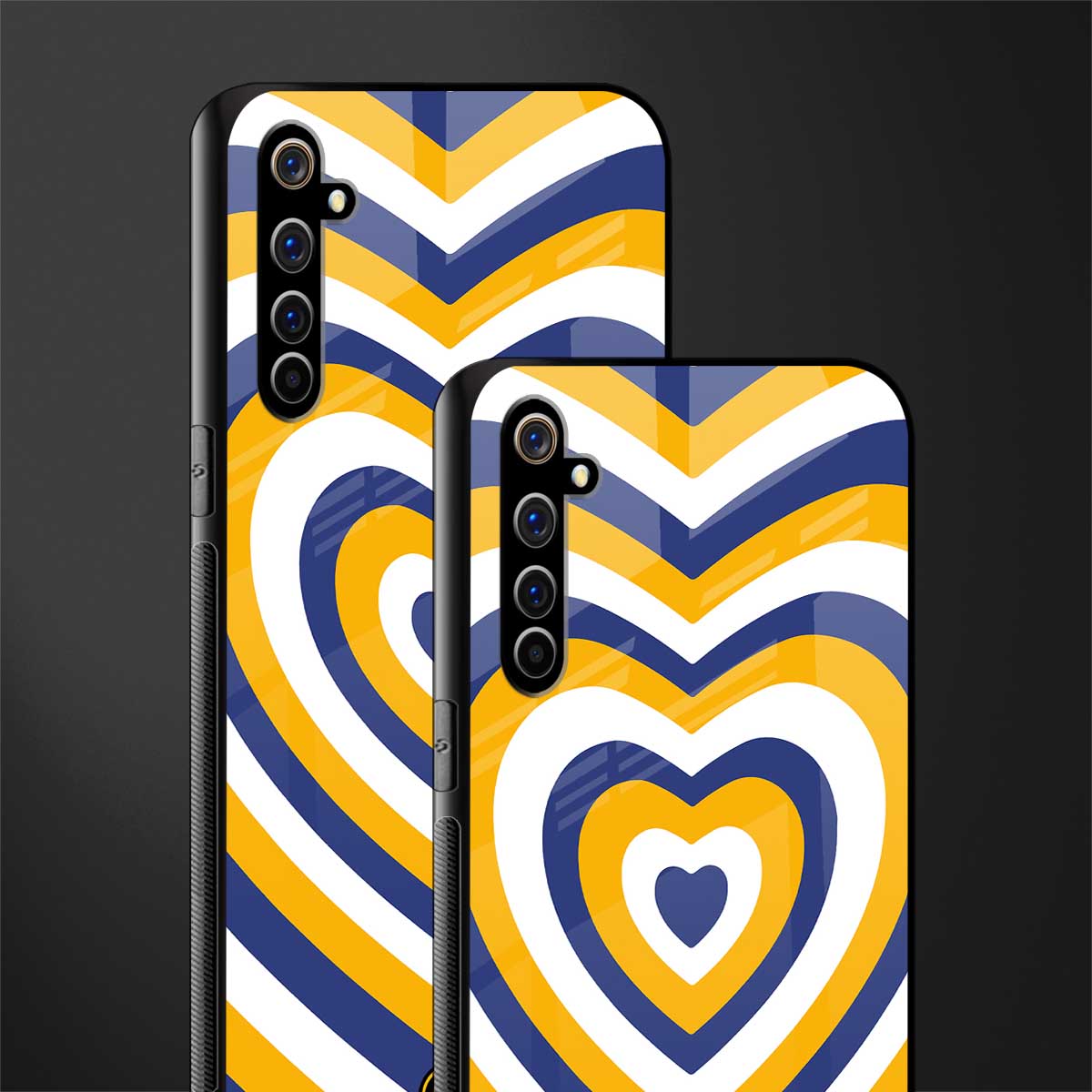 y2k yellow blue hearts aesthetic glass case for realme x50 pro image-2