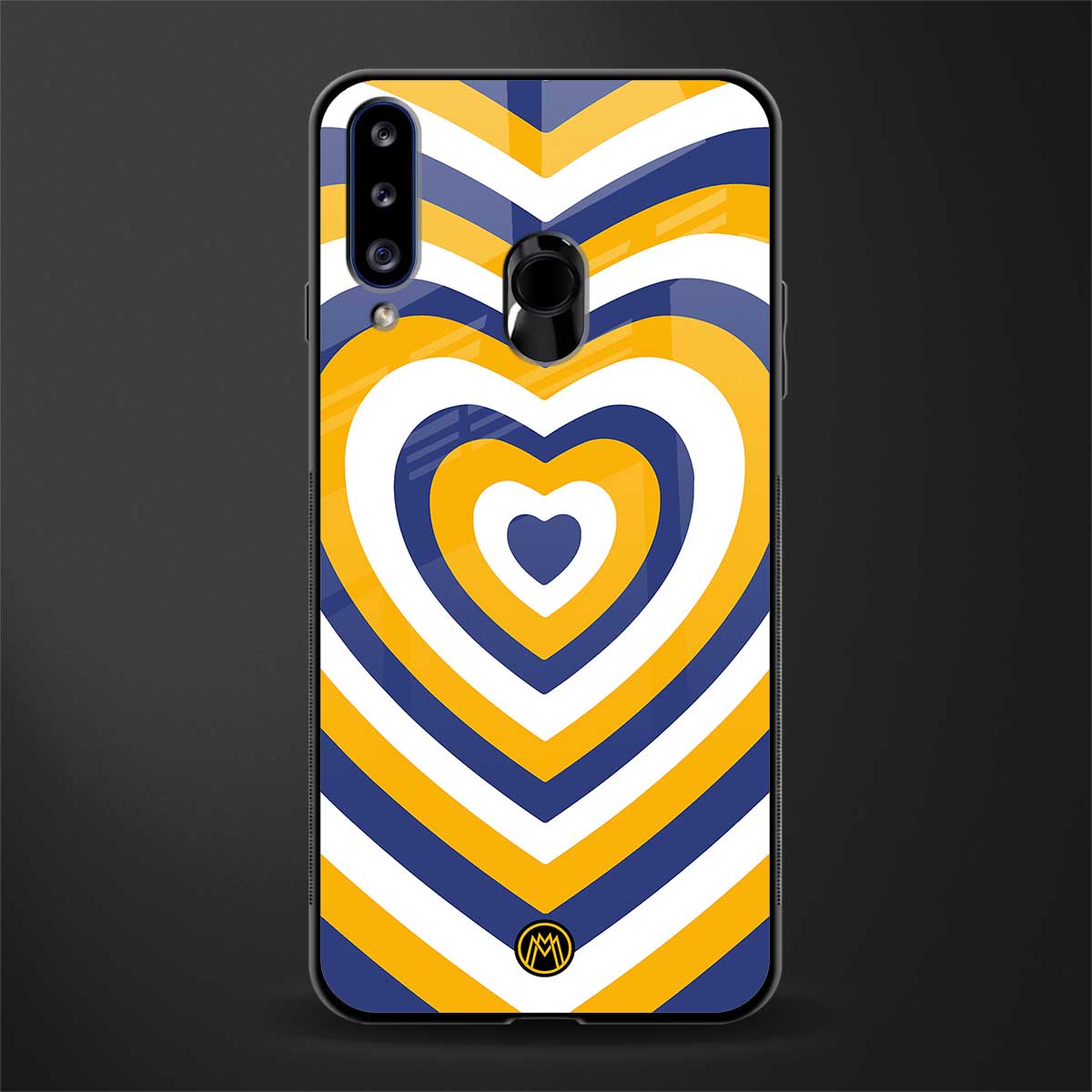 y2k yellow blue hearts aesthetic glass case for samsung galaxy a20s image