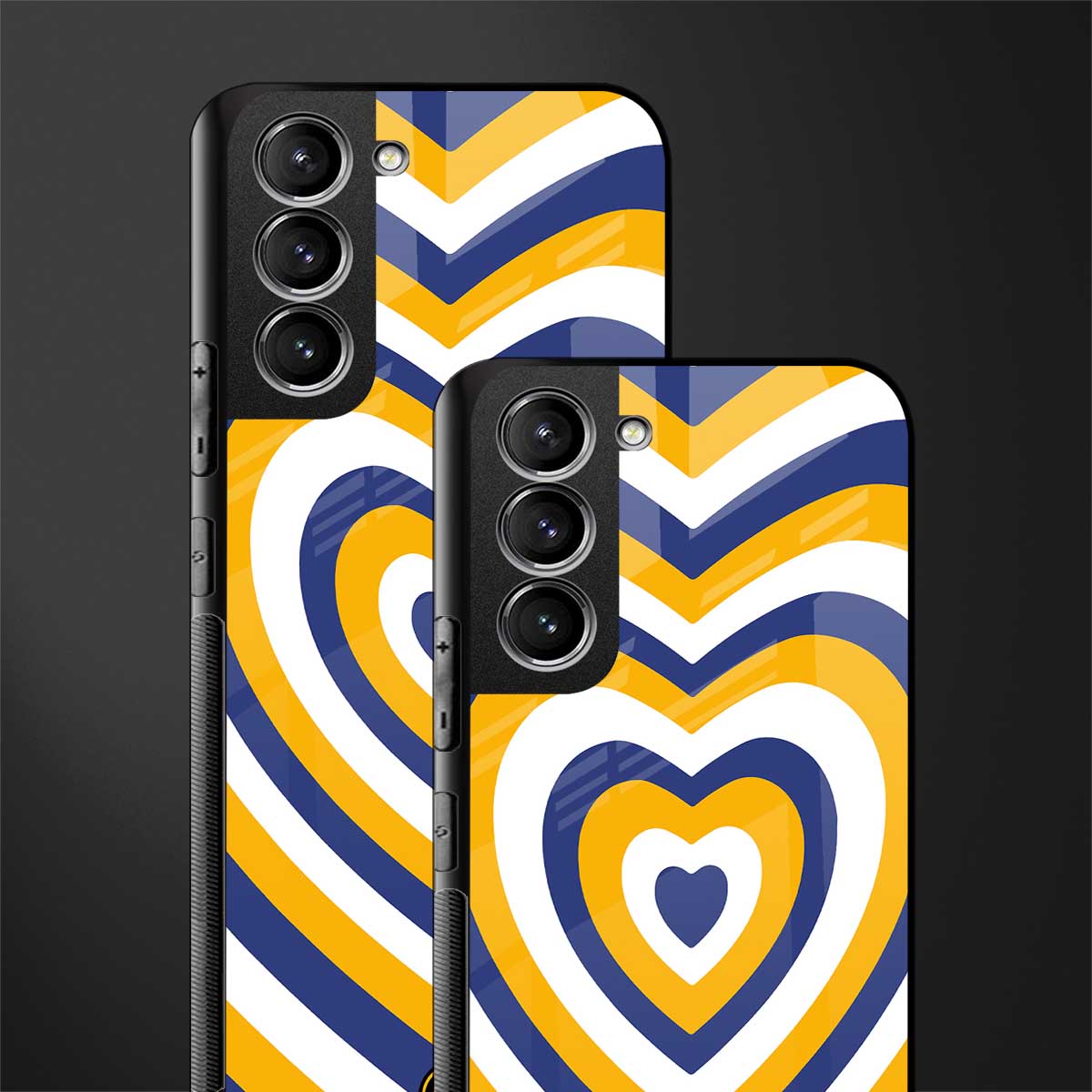 y2k yellow blue hearts aesthetic glass case for samsung galaxy s21 image-2
