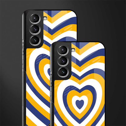 y2k yellow blue hearts aesthetic glass case for samsung galaxy s21 image-2