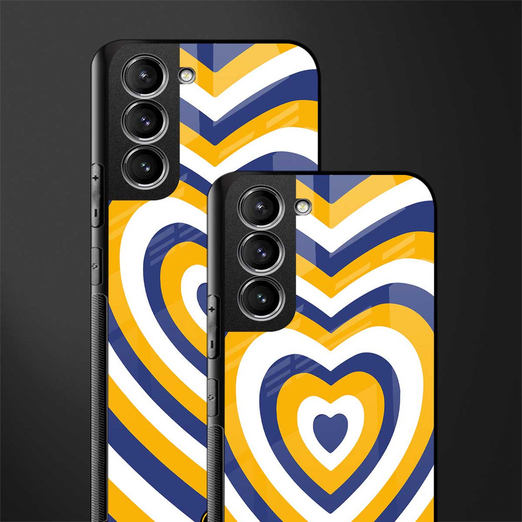 y2k yellow blue hearts aesthetic glass case for samsung galaxy s21 plus image-2