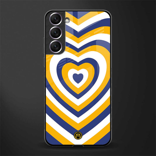 y2k yellow blue hearts aesthetic glass case for samsung galaxy s21 plus image