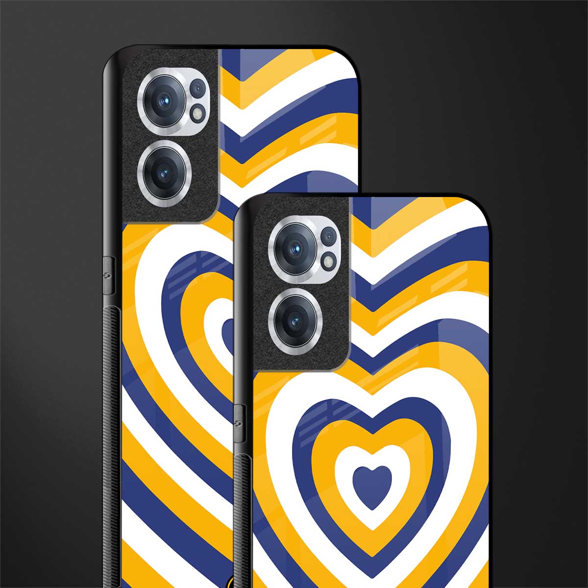 y2k yellow blue hearts aesthetic glass case for oneplus nord ce 2 5g image-2