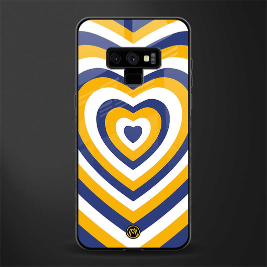 y2k yellow blue hearts aesthetic glass case for samsung galaxy note 9 image