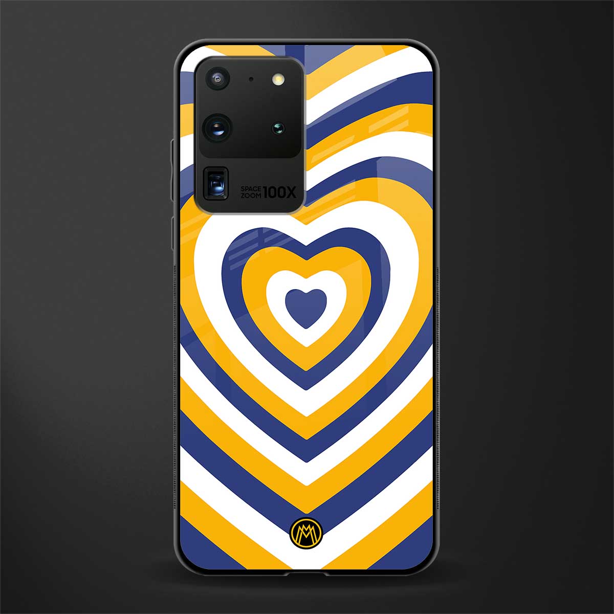 y2k yellow blue hearts aesthetic glass case for samsung galaxy s20 ultra image