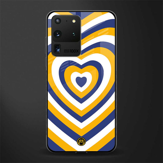 y2k yellow blue hearts aesthetic glass case for samsung galaxy s20 ultra image