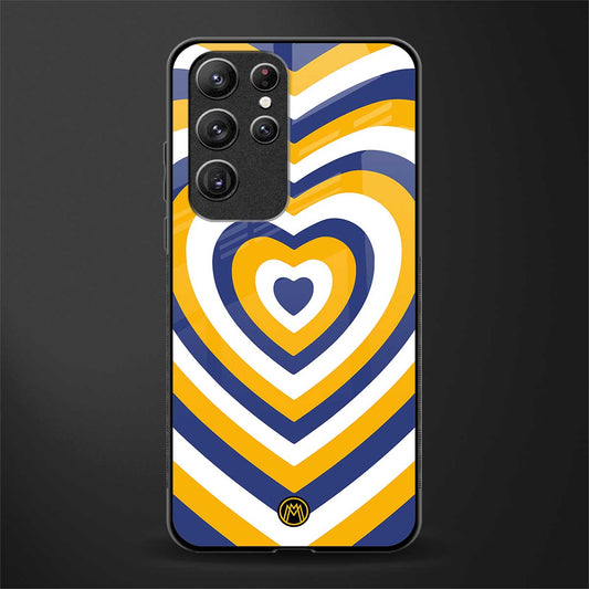 y2k yellow blue hearts aesthetic glass case for samsung galaxy s22 ultra 5g image