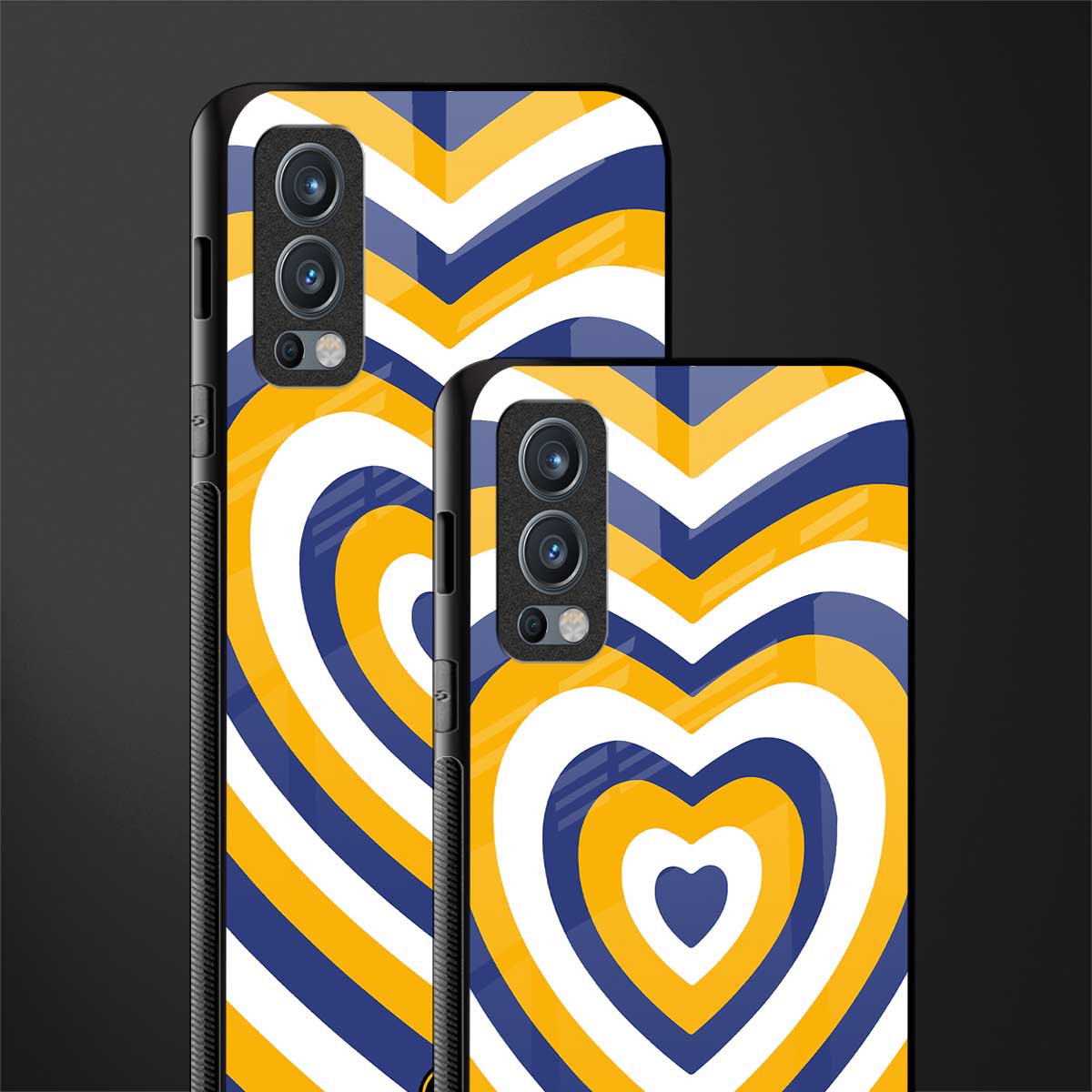 y2k yellow blue hearts aesthetic glass case for oneplus nord 2 5g image-2