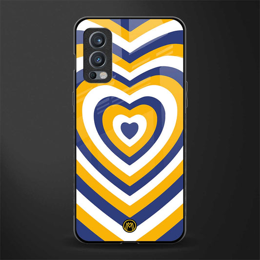y2k yellow blue hearts aesthetic glass case for oneplus nord 2 5g image
