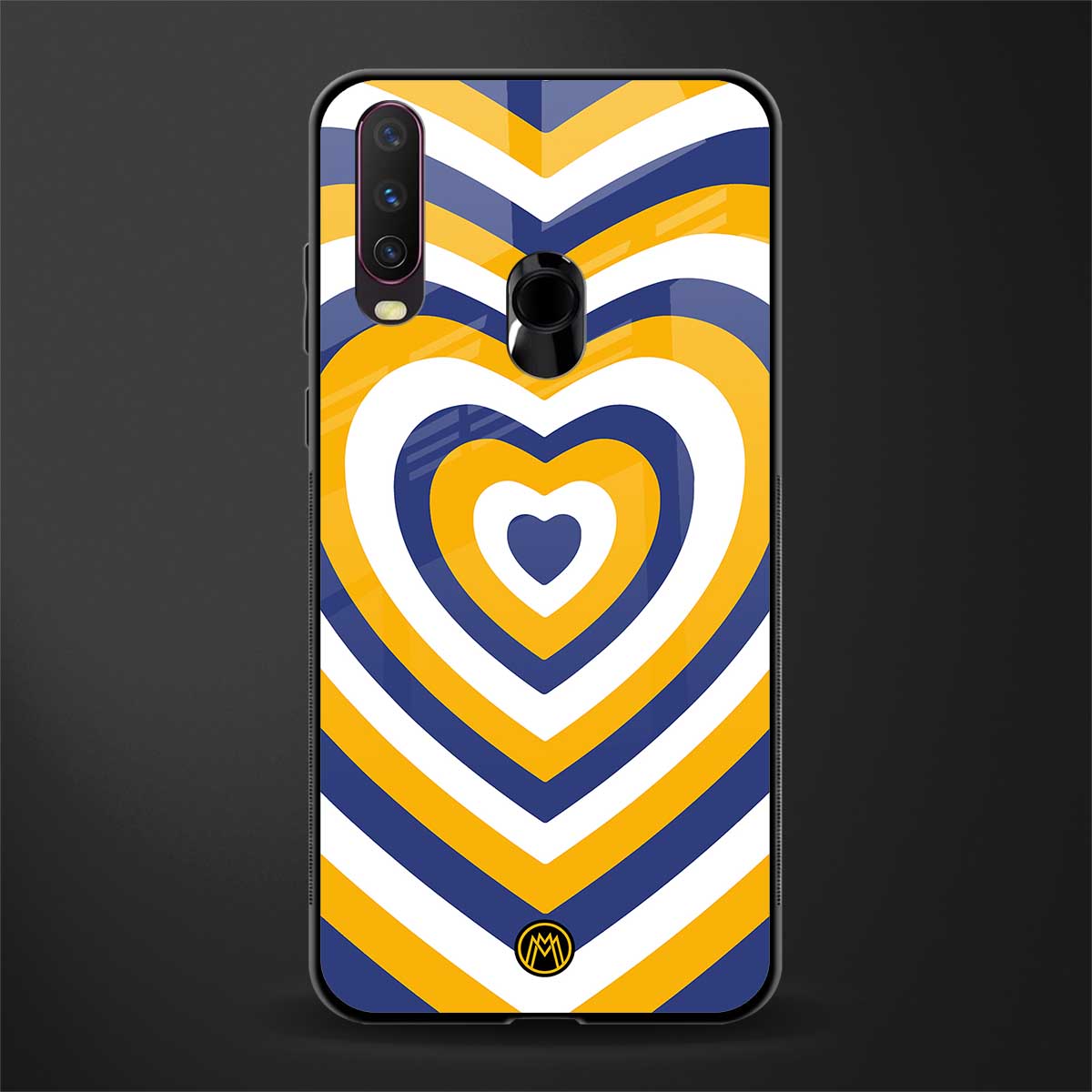 y2k yellow blue hearts aesthetic glass case for vivo y12 image