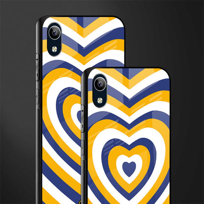 y2k yellow blue hearts aesthetic glass case for vivo y1s without fingerprint image-2