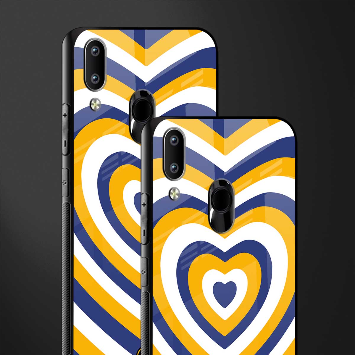 y2k yellow blue hearts aesthetic glass case for vivo y93 image-2