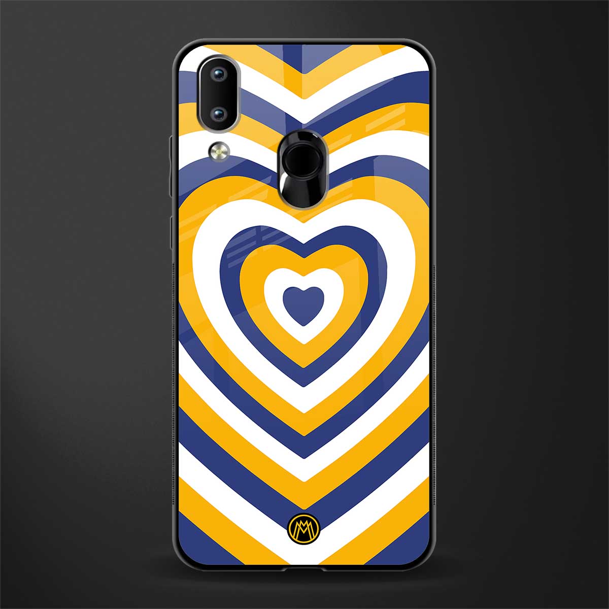 y2k yellow blue hearts aesthetic glass case for vivo y93 image