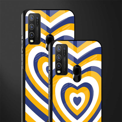 y2k yellow blue hearts aesthetic glass case for vivo y50 image-2
