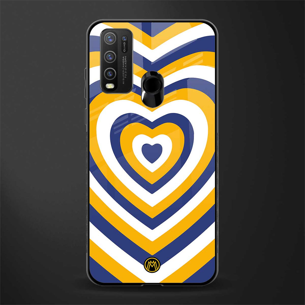 y2k yellow blue hearts aesthetic glass case for vivo y50 image