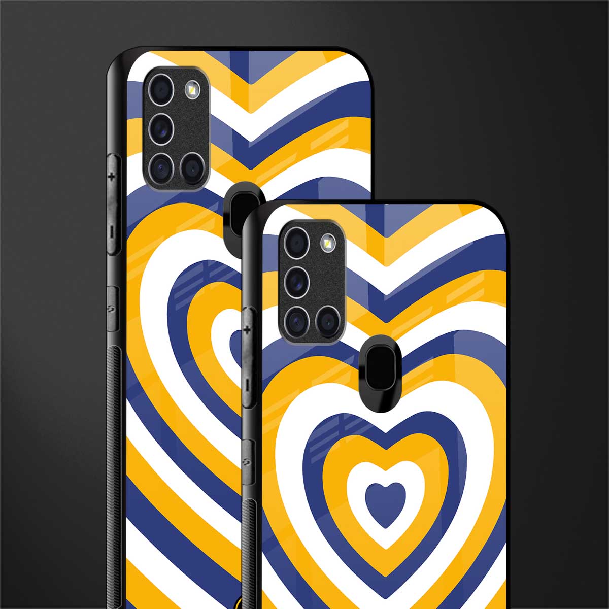 y2k yellow blue hearts aesthetic glass case for samsung galaxy a21s image-2