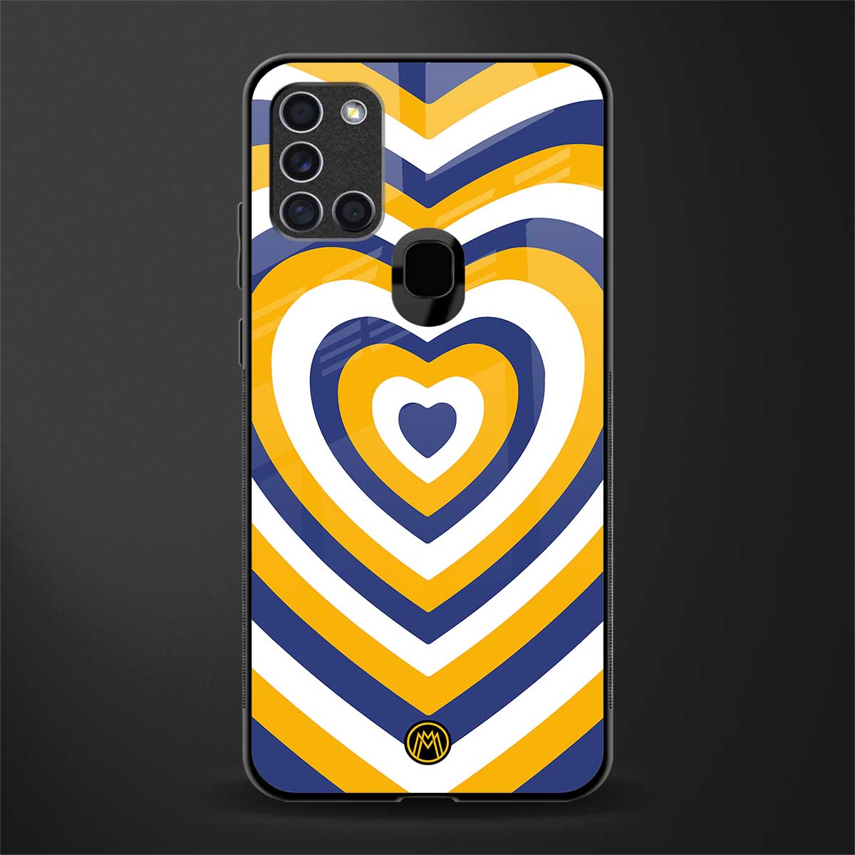 y2k yellow blue hearts aesthetic glass case for samsung galaxy a21s image