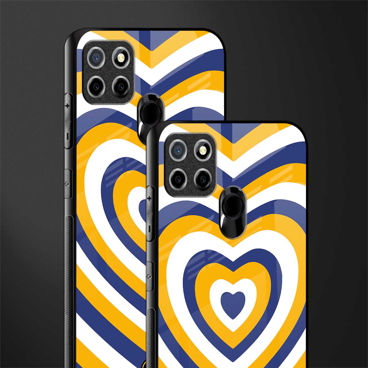 y2k yellow blue hearts aesthetic glass case for realme narzo 30a image-2