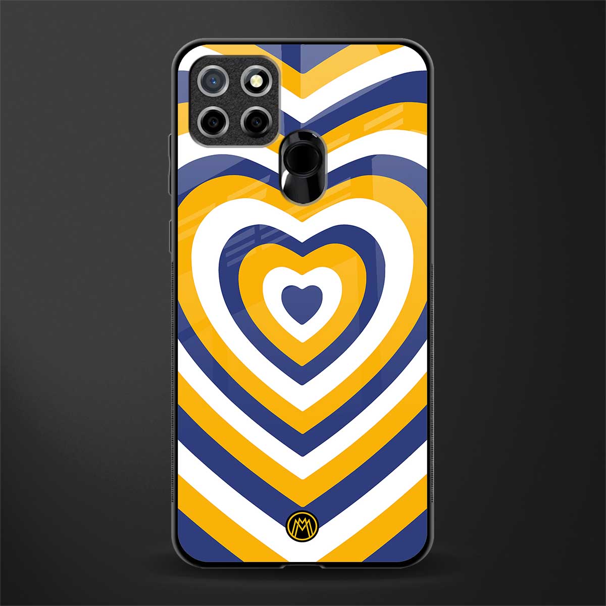 y2k yellow blue hearts aesthetic glass case for realme narzo 20 image