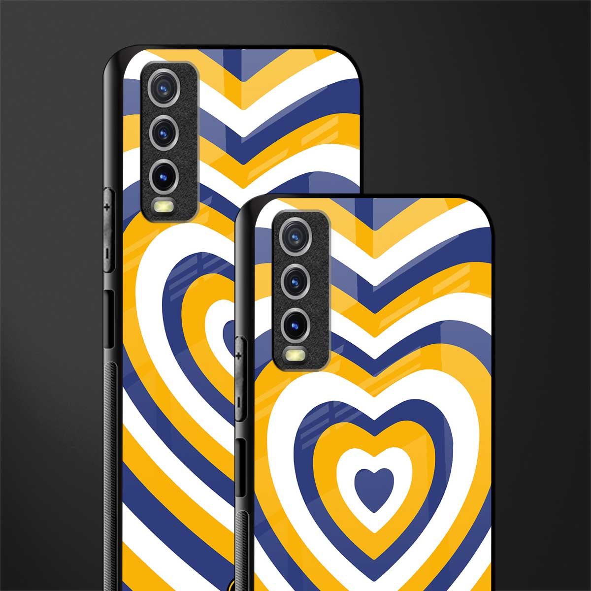 y2k yellow blue hearts aesthetic glass case for vivo y12s image-2