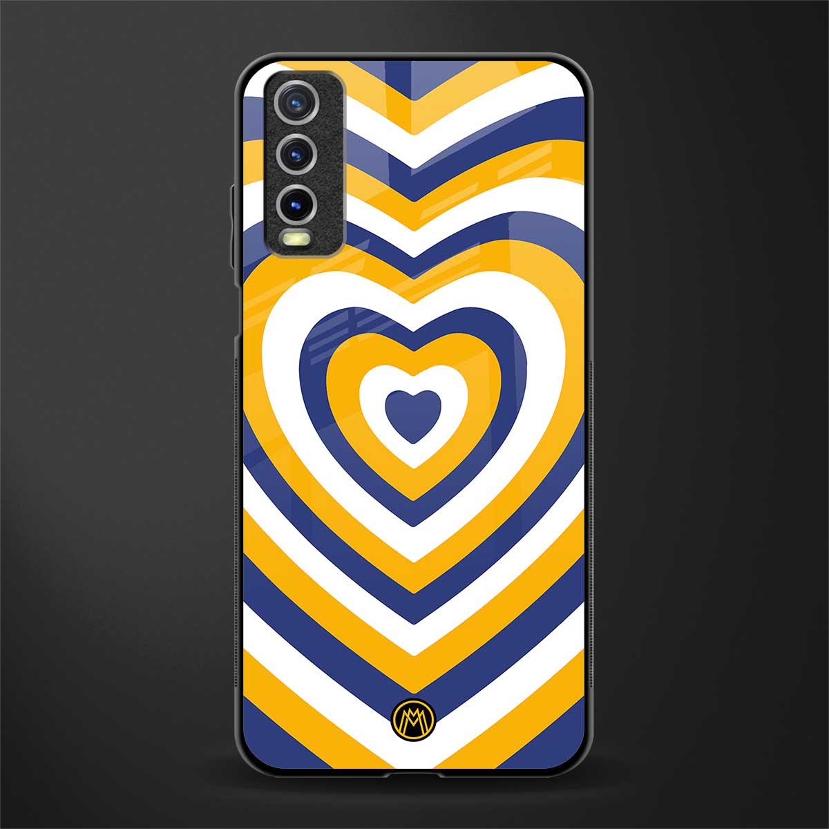 y2k yellow blue hearts aesthetic glass case for vivo y20i vivo y20t image