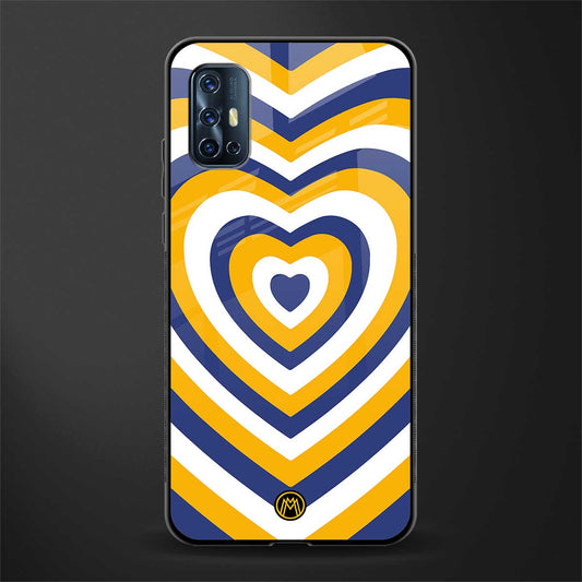y2k yellow blue hearts aesthetic glass case for vivo v17 image