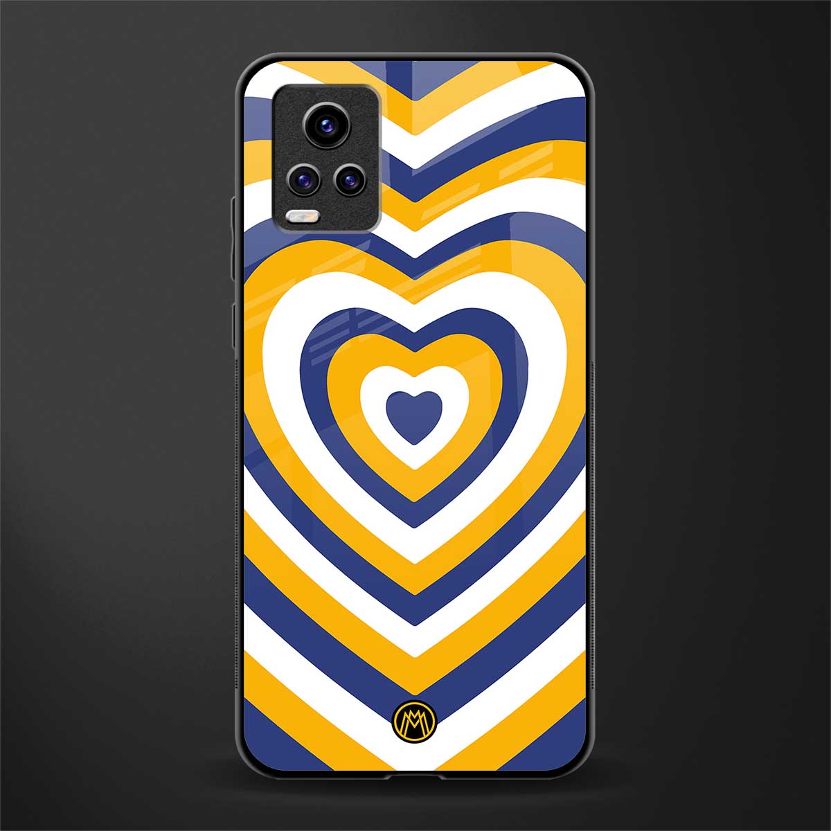 y2k yellow blue hearts aesthetic glass case for vivo v20 image