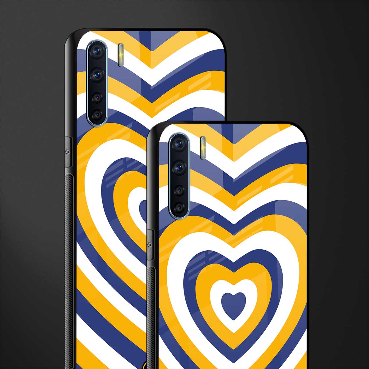 y2k yellow blue hearts aesthetic glass case for oppo f15 image-2