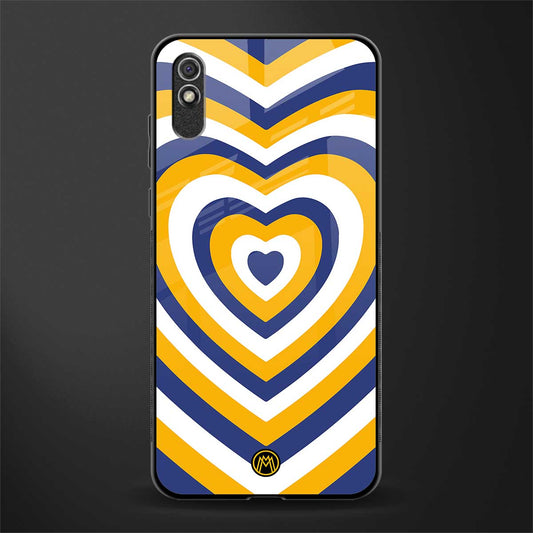 y2k yellow blue hearts aesthetic glass case for redmi 9i image