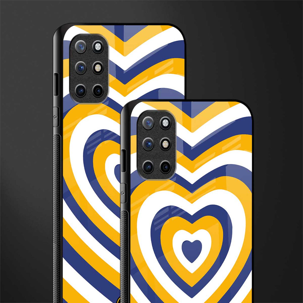 y2k yellow blue hearts aesthetic glass case for oneplus 8t image-2