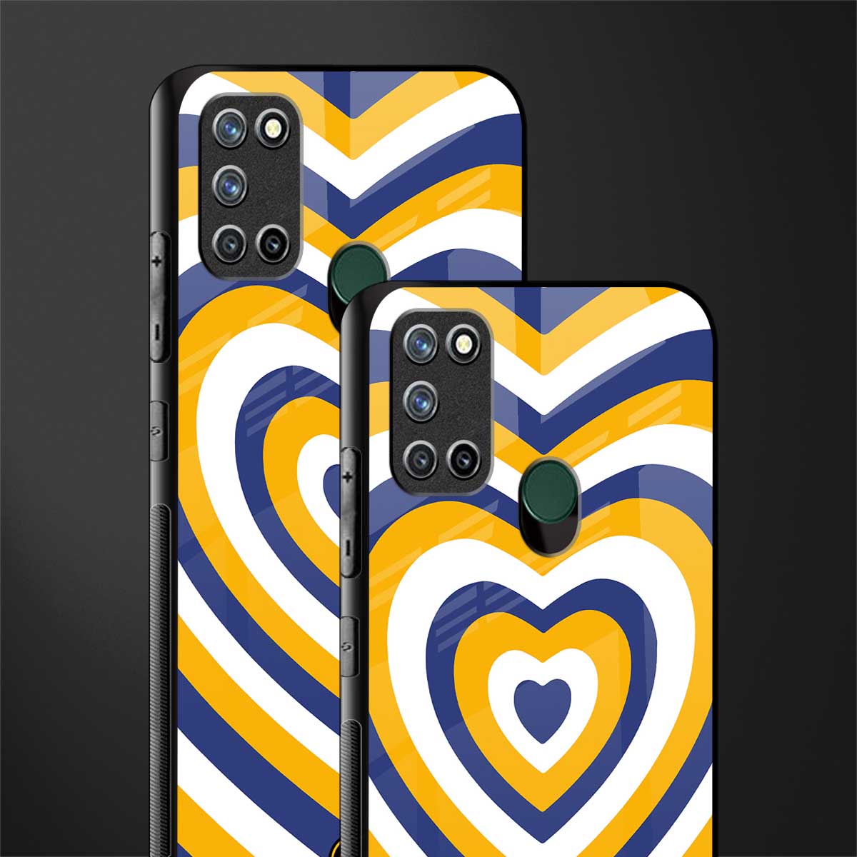y2k yellow blue hearts aesthetic glass case for realme 7i image-2