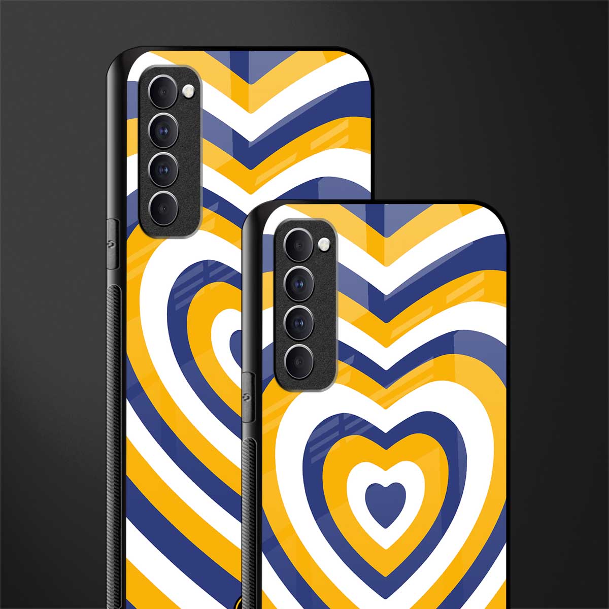 y2k yellow blue hearts aesthetic glass case for oppo reno 4 pro image-2