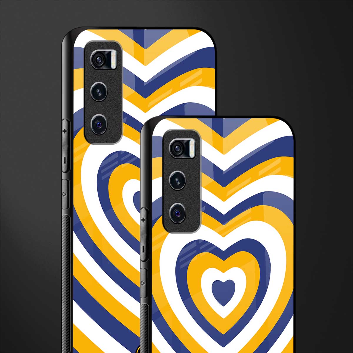 y2k yellow blue hearts aesthetic glass case for vivo v20 se image-2