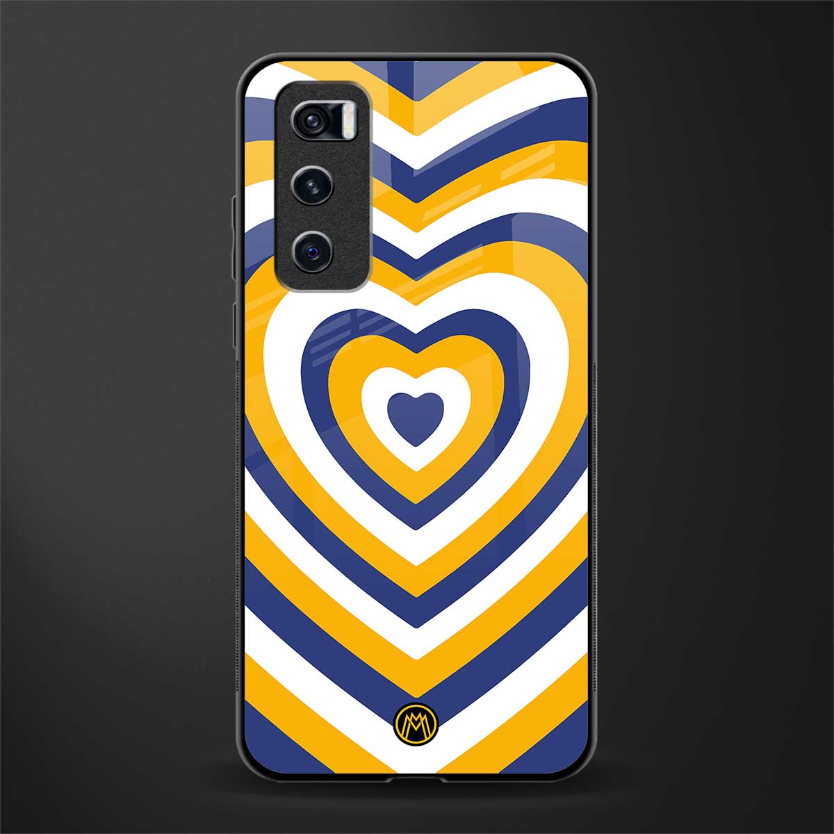 y2k yellow blue hearts aesthetic glass case for vivo v20 se image