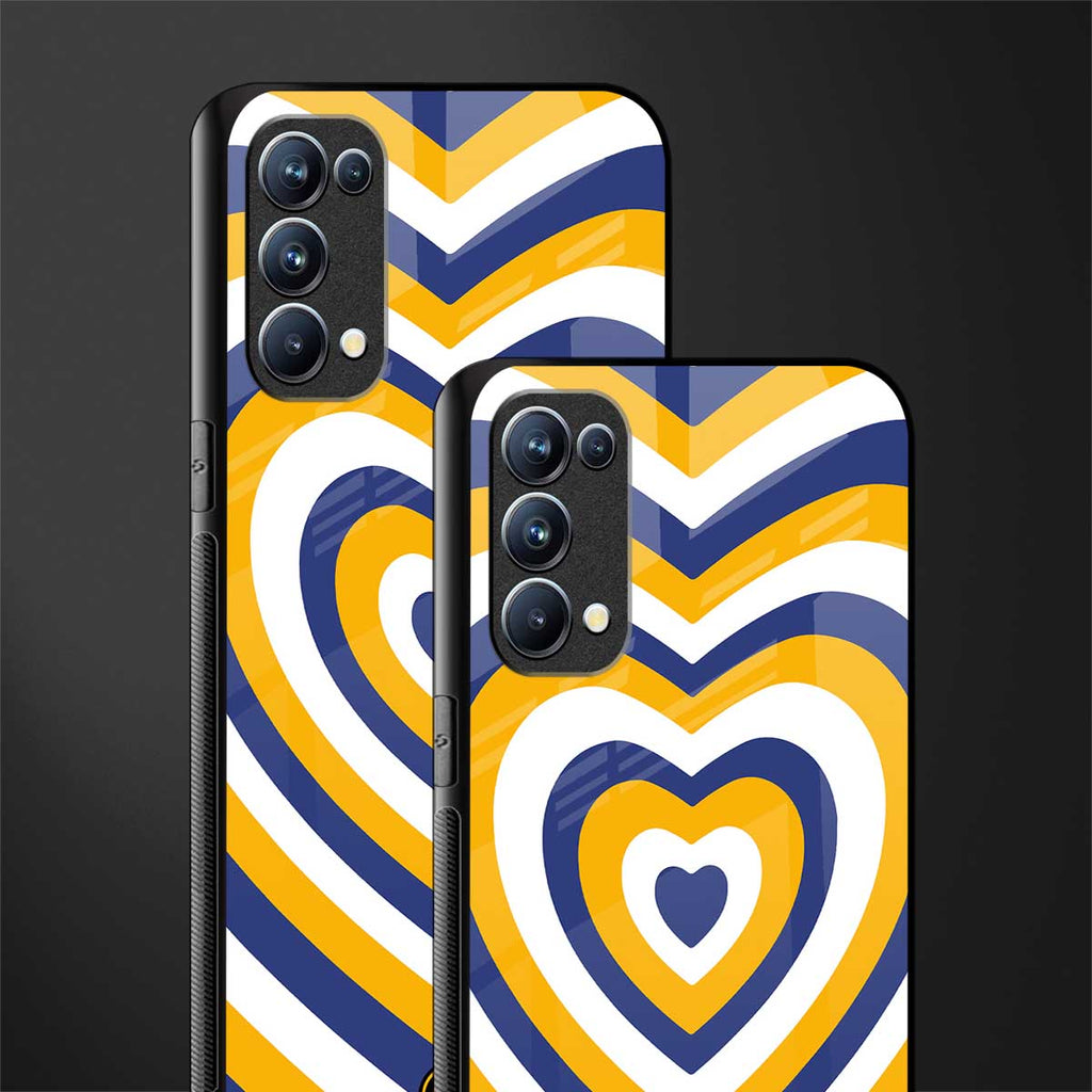 y2k yellow blue hearts aesthetic glass case for oppo reno 5 pro image-2
