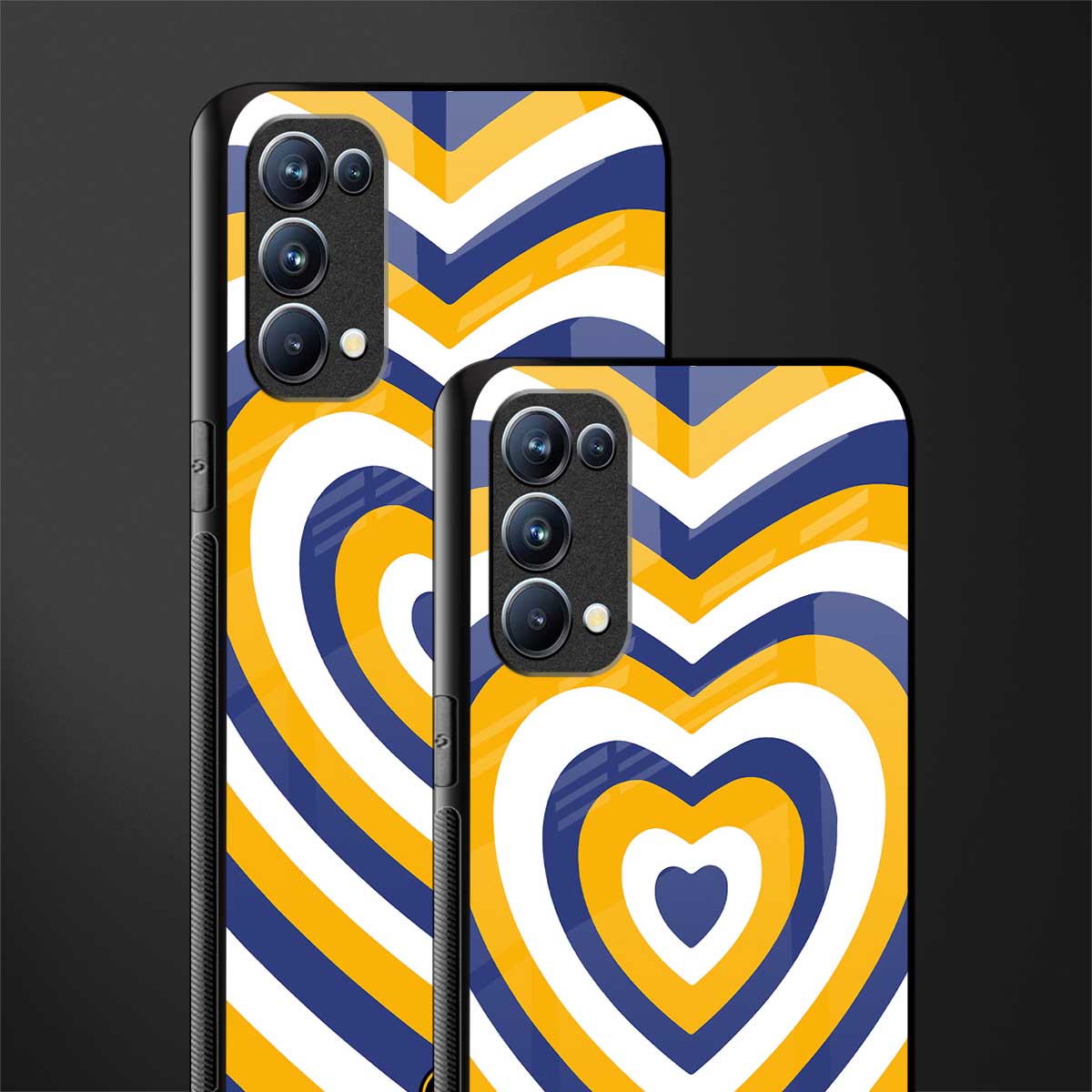 y2k yellow blue hearts aesthetic glass case for oppo reno 5 pro image-2