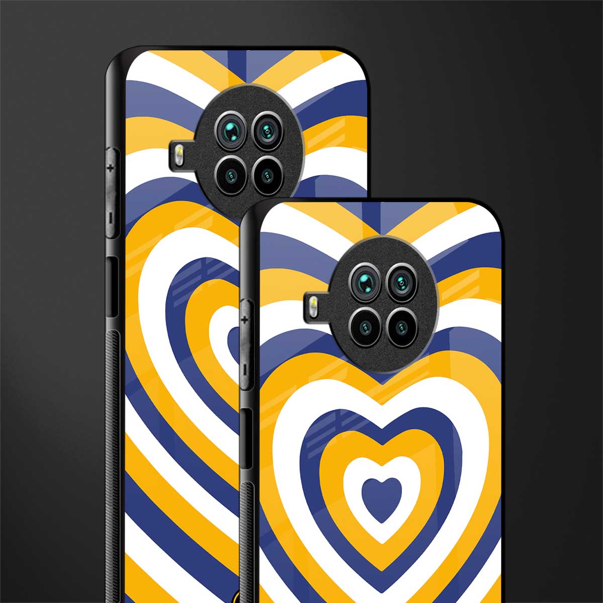 y2k yellow blue hearts aesthetic glass case for mi 10i image-2