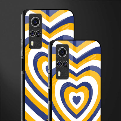 y2k yellow blue hearts aesthetic glass case for vivo y51a image-2