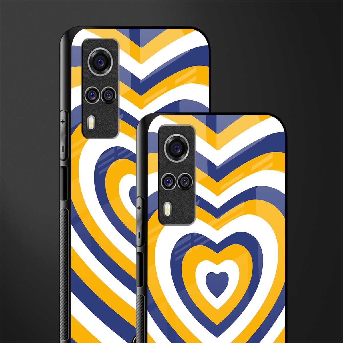y2k yellow blue hearts aesthetic glass case for vivo y31 image-2