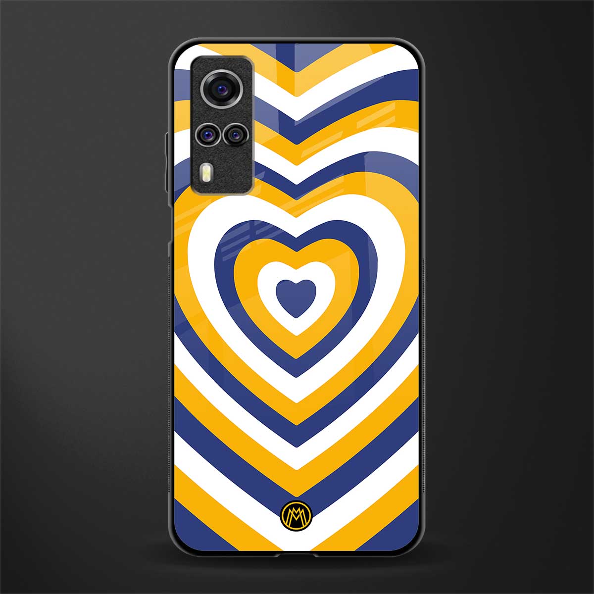 y2k yellow blue hearts aesthetic glass case for vivo y31 image