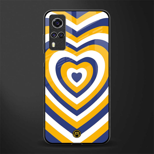 y2k yellow blue hearts aesthetic glass case for vivo y31 image