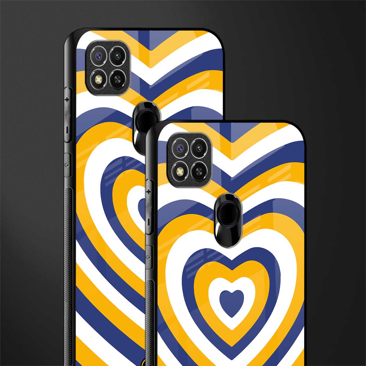 y2k yellow blue hearts aesthetic glass case for poco c31 image-2