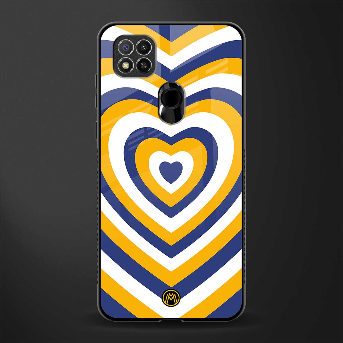 y2k yellow blue hearts aesthetic glass case for redmi 9 image