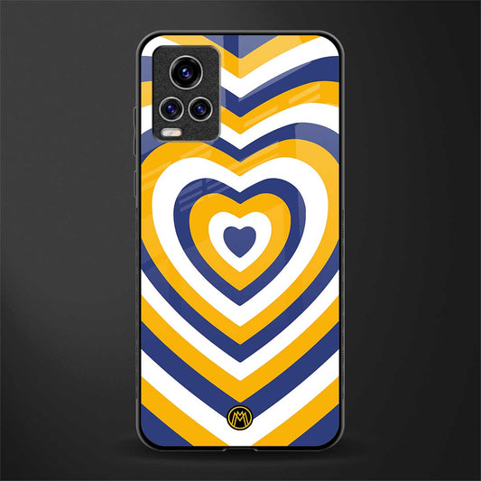 y2k yellow blue hearts aesthetic glass case for vivo v20 pro image