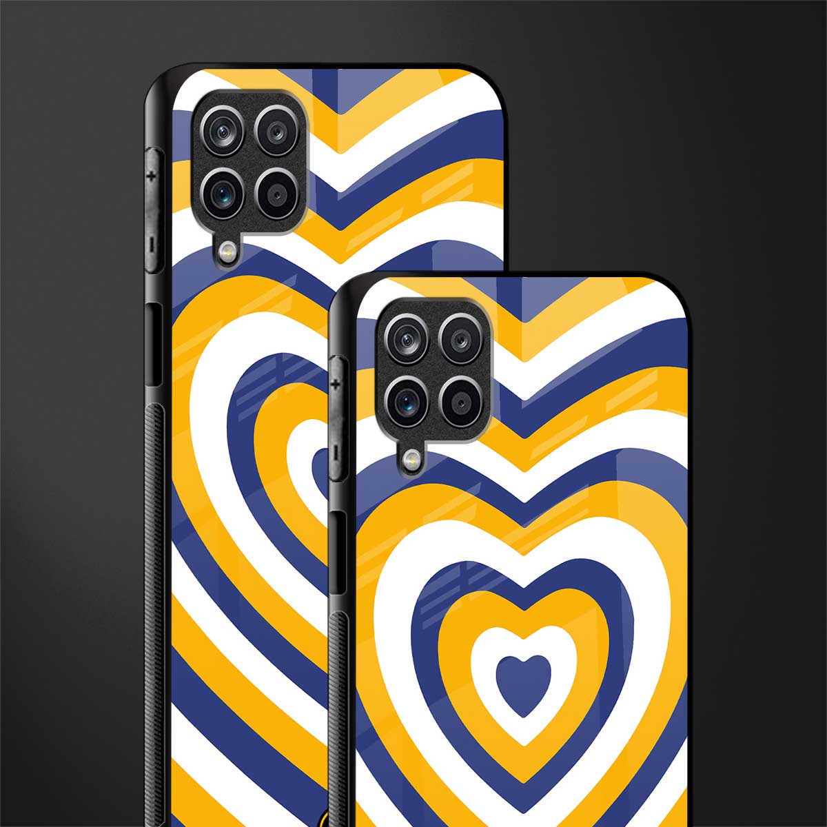 y2k yellow blue hearts aesthetic glass case for samsung galaxy m12 image-2