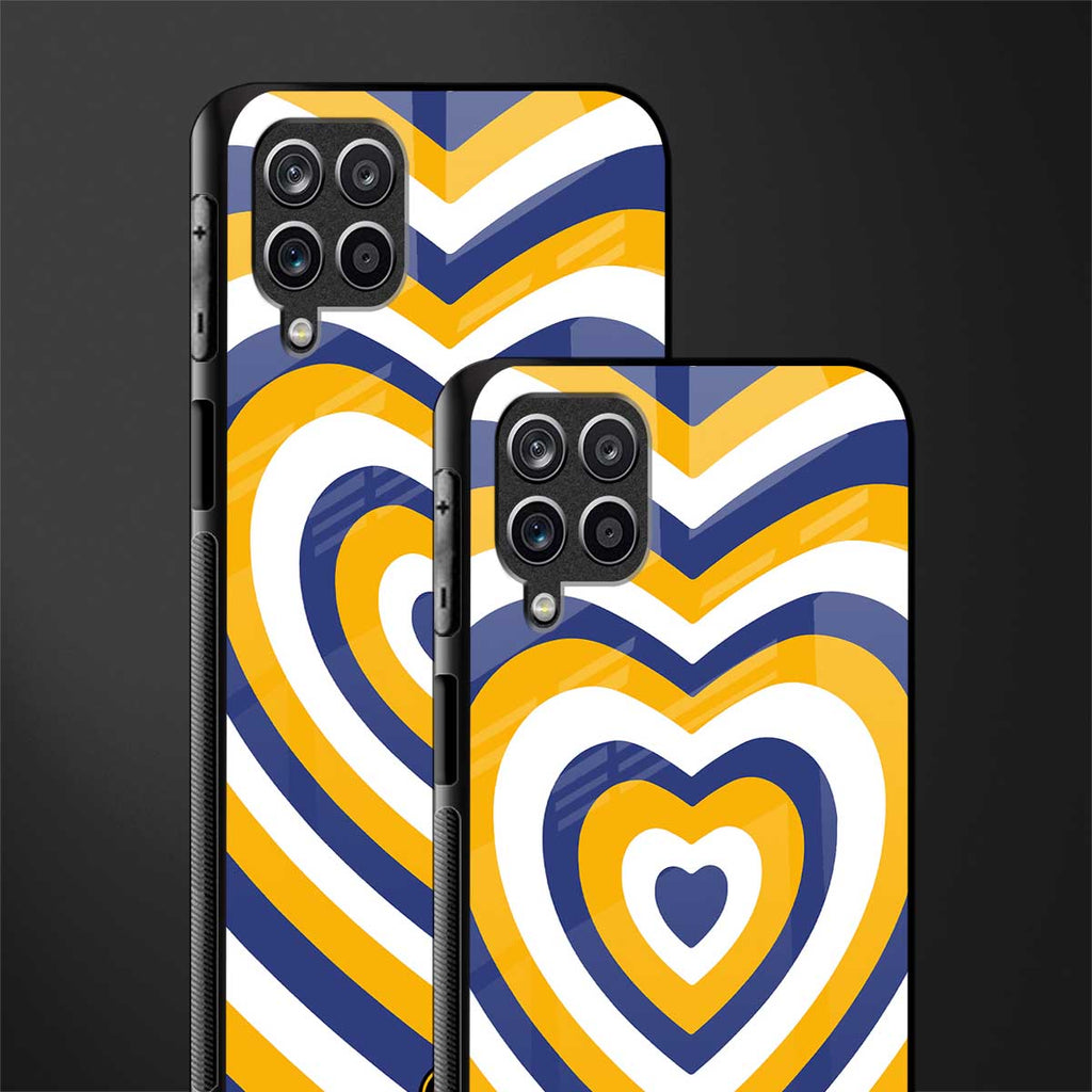 y2k yellow blue hearts aesthetic glass case for samsung galaxy a12 image-2