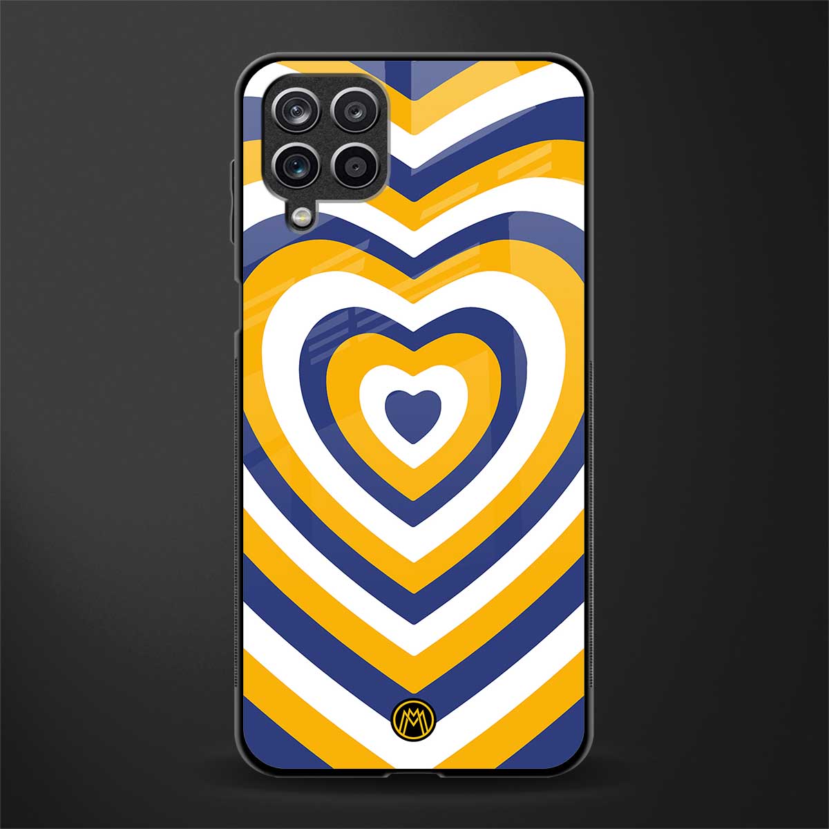 y2k yellow blue hearts aesthetic glass case for samsung galaxy a12 image