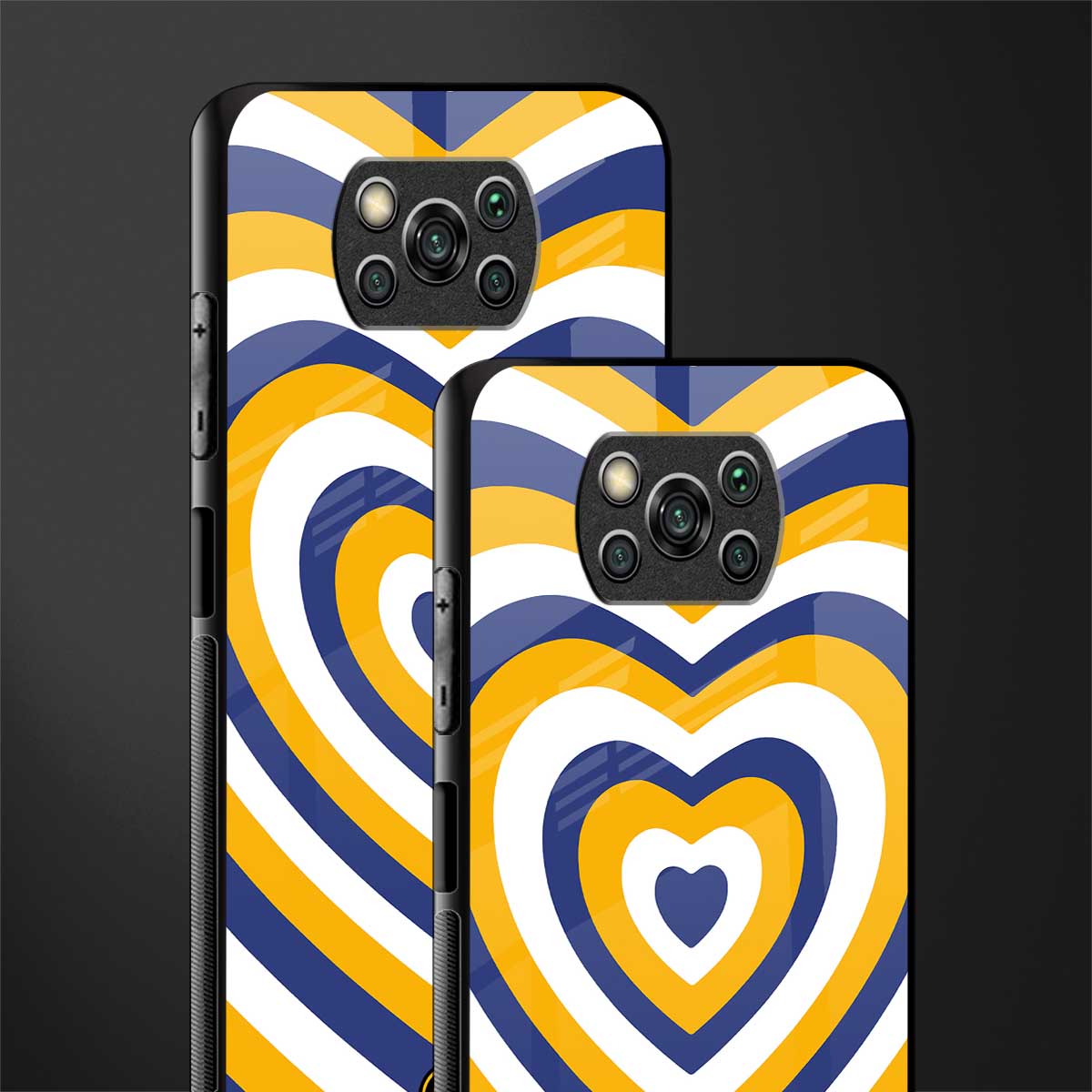 y2k yellow blue hearts aesthetic glass case for poco x3 pro image-2